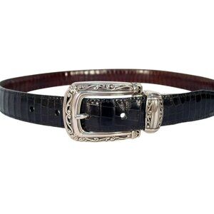BRIGHTON Vintage Reversible Black/Brown Leather Belt 94729 Women's L